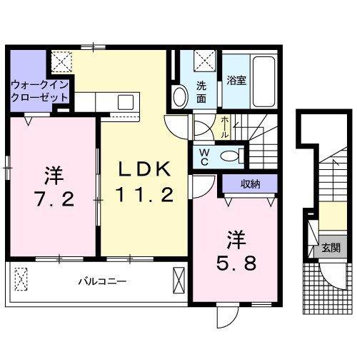 ドミールナンキイースト(2LDK/2階)の間取り写真
