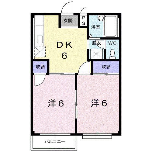 フランボワーズH(2DK/2階)の間取り写真
