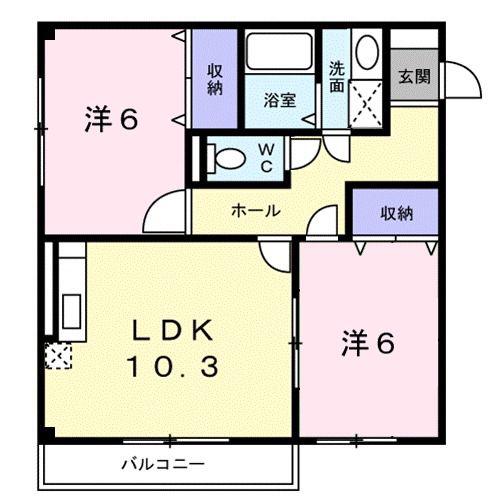 コーラルリーフ(2LDK/1階)の間取り写真
