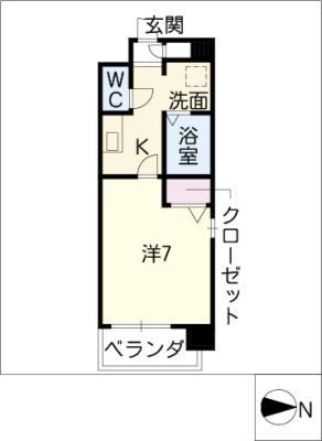 アドバンストコート(1K/1階)の間取り写真