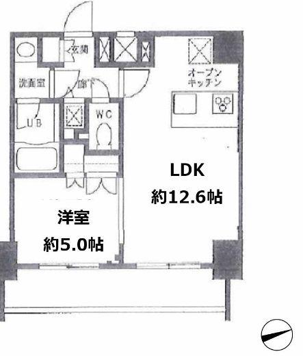 カスタリア門前仲町II(1LDK/4階)の間取り写真