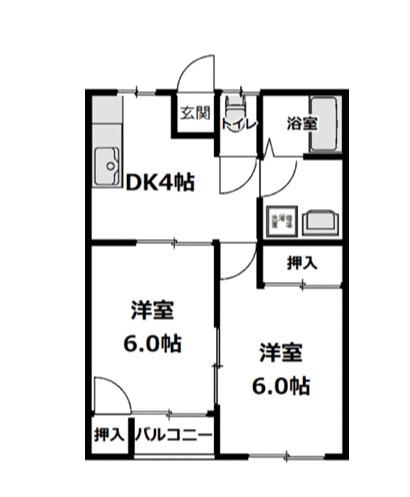 富士ビューティーハイツ(2DK/2階)の間取り写真