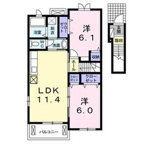 ハーモニー(2LDK/2階)の間取り写真