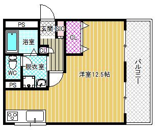アニスヴェール玉手山(ワンルーム/3階)の間取り写真