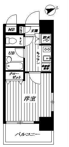 スパシエルクス府中(1K/6階)の間取り写真