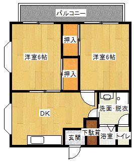 西八幡マンション(2DK/4階)の間取り写真