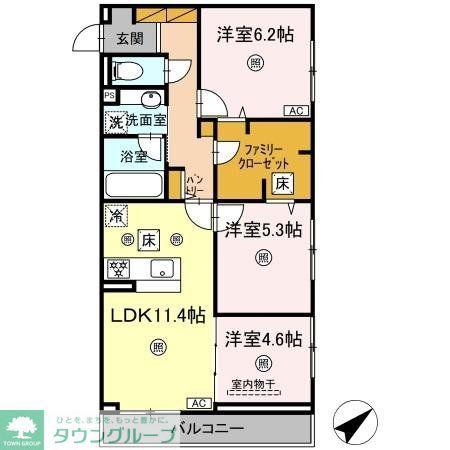 アミティエY(3LDK/2階)の間取り写真