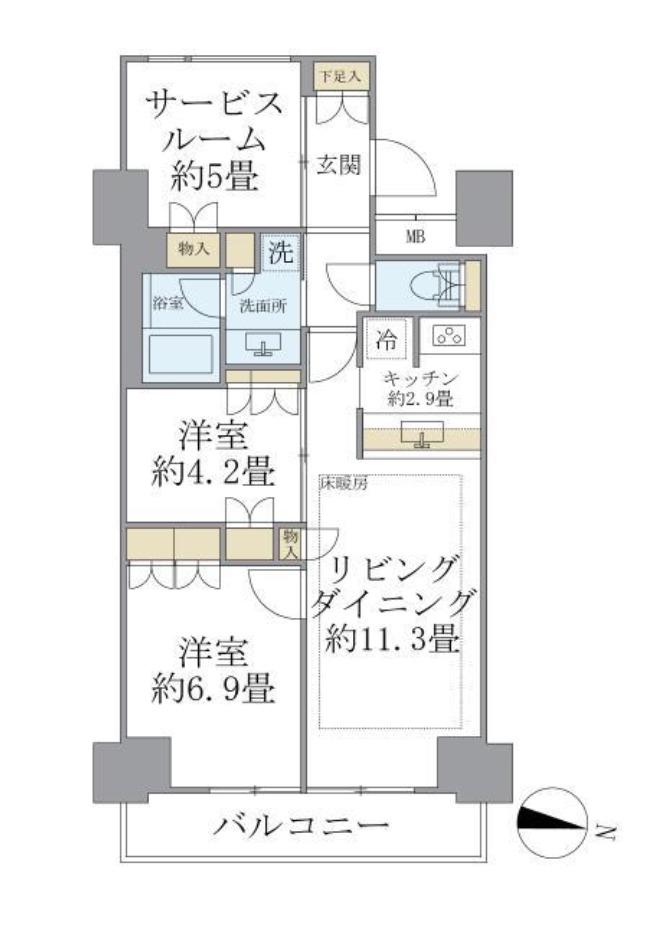 ブリリアイスト東雲キャナルコート(3LDK/6階)の間取り写真