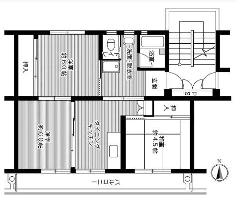 ビレッジハウス岬台(3DK/3階)の間取り写真