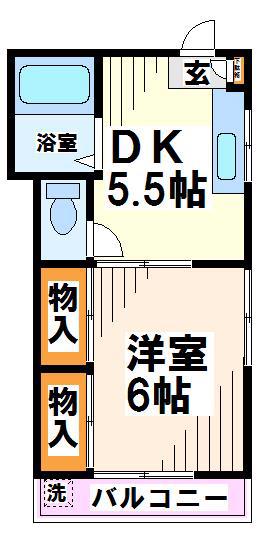 コーポスズキ(1DK/2階)の間取り写真