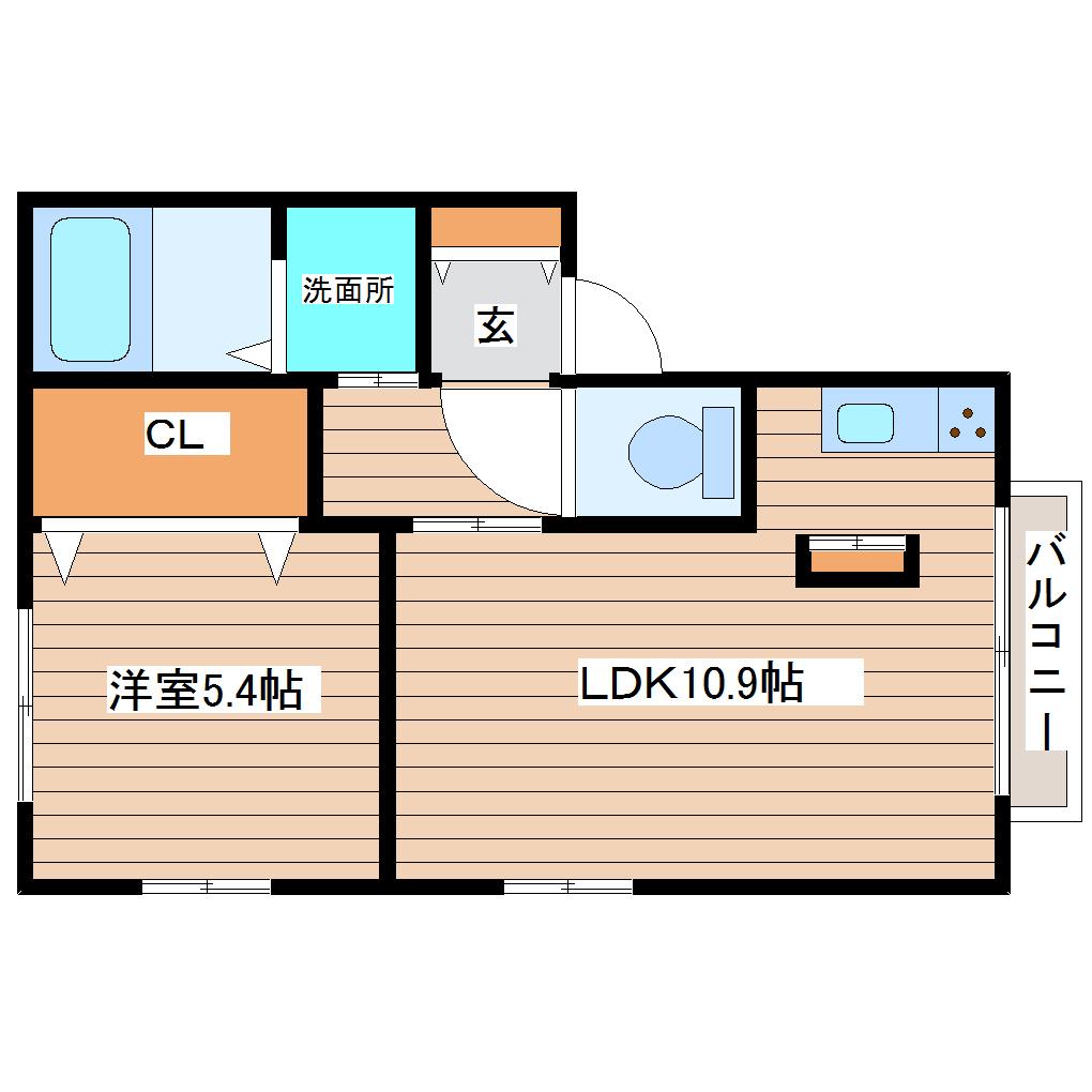 セフィラ仙台東(1LDK/2階)の間取り写真