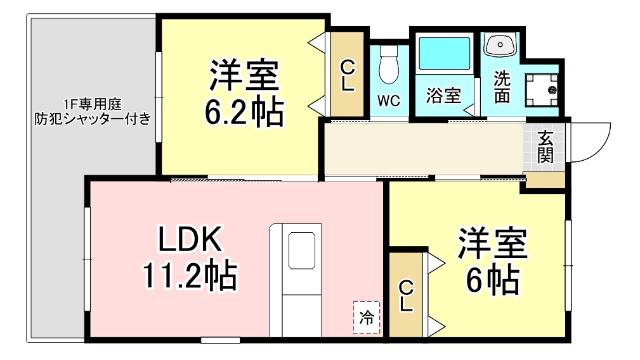LUNA SOLEIL(2LDK/1階)の間取り写真