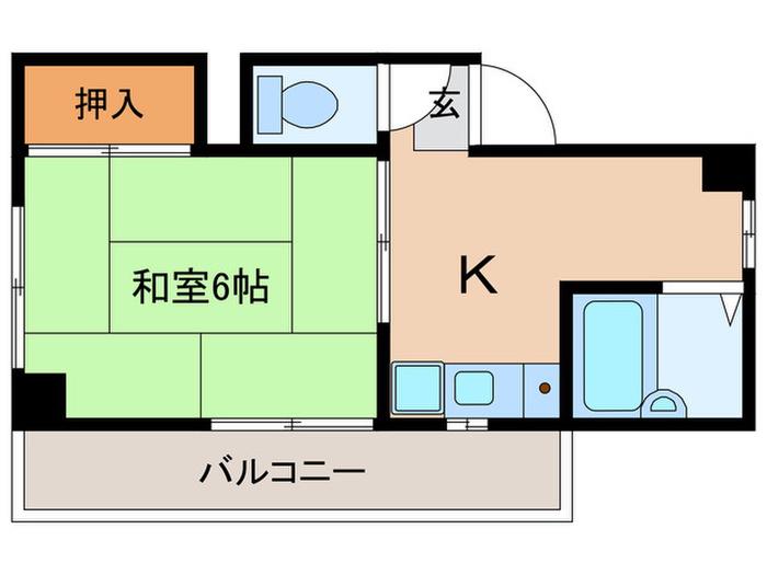 ハウス曙(1K/1階)の間取り写真