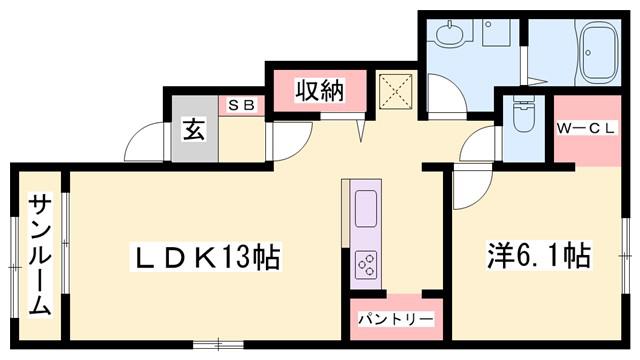 サンリット福崎II(1LDK/1階)の間取り写真