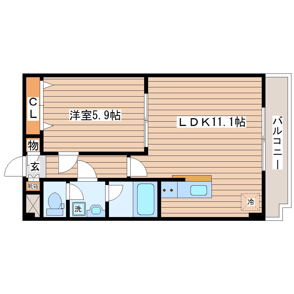 グローリアス ビュー(1LDK/3階)の間取り写真
