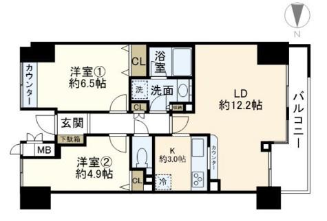 ニューシティ東戸塚パークハウス南の街(2LDK/3階)の間取り写真