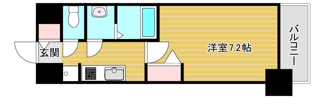 プレサンス大国町ラヴェニール(1K/2階)の間取り写真