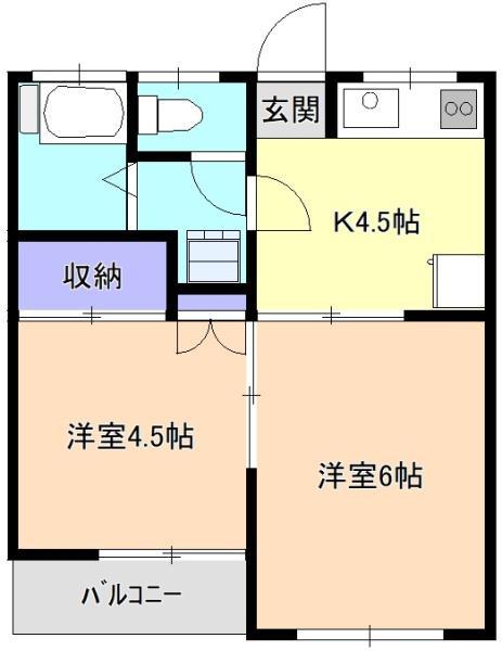 大舘ハイツ(2K/2階)の間取り写真