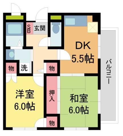 マンションOMOYA(2DK/4階)の間取り写真
