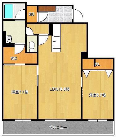シャーメゾンステージ泉台(2LDK/2階)の間取り写真