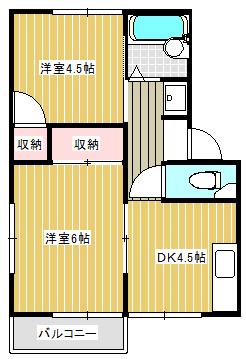MHハイツみどり野(2DK/2階)の間取り写真