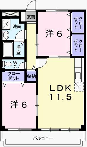 フラッツ・アイ(2LDK/1階)の間取り写真