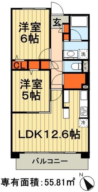 セディアヴィラージュ(2LDK/1階)の間取り写真