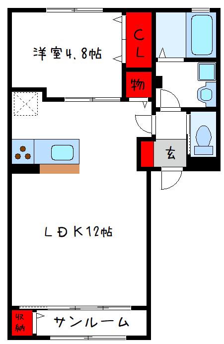 PARK VIEW(1LDK/1階)の間取り写真