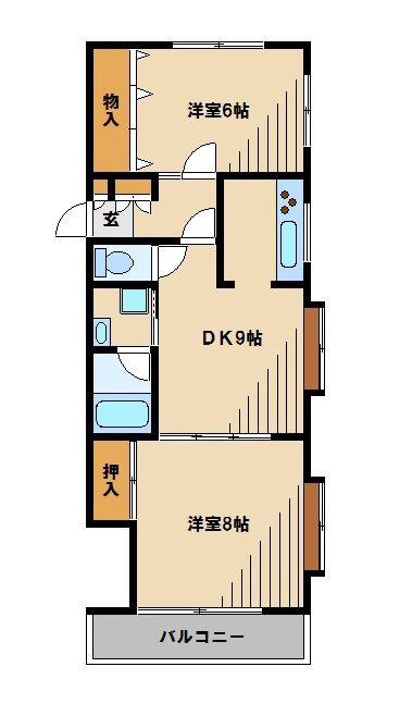 アーガスヒルズ39(2DK/1階)の間取り写真
