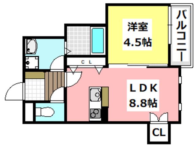 ソル・ヴィヴェール五十鈴(1LDK/1階)の間取り写真