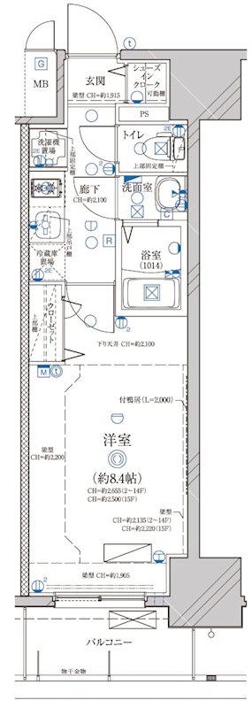 ディアレイシャス浅間町(1K/12階)の間取り写真