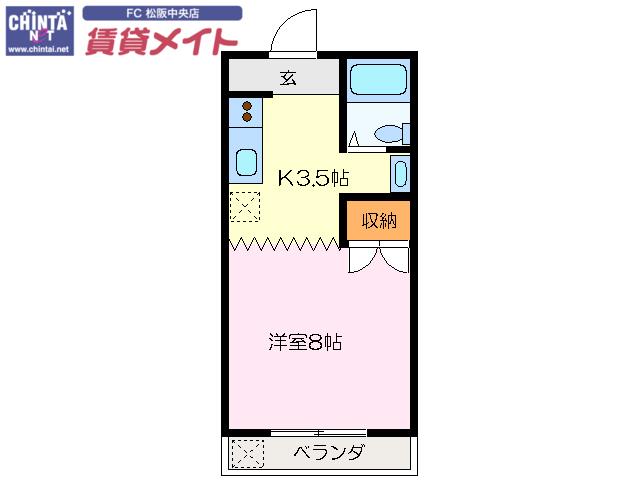 西村ハイツ(1K/1階)の間取り写真