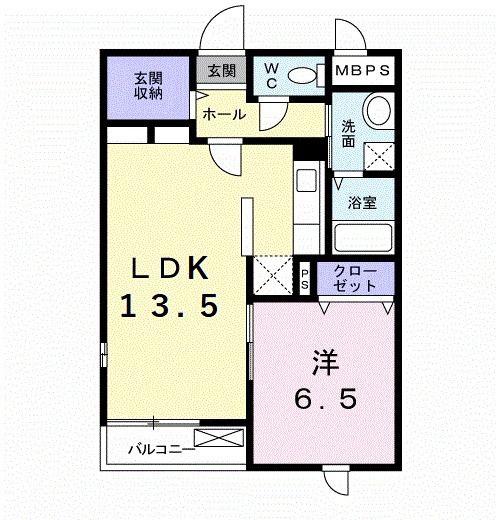 ベルヴェル(1LDK/2階)の間取り写真