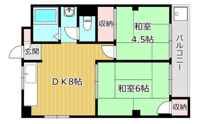 メゾン富田(2DK/3階)の間取り写真