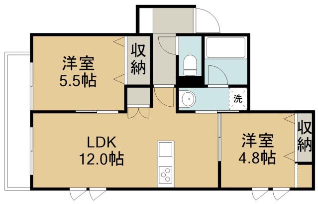 シャルール仙波(2LDK/3階)の間取り写真