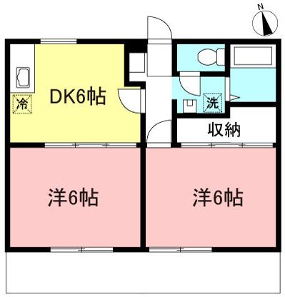 パークサイドハウス(2DK/1階)の間取り写真