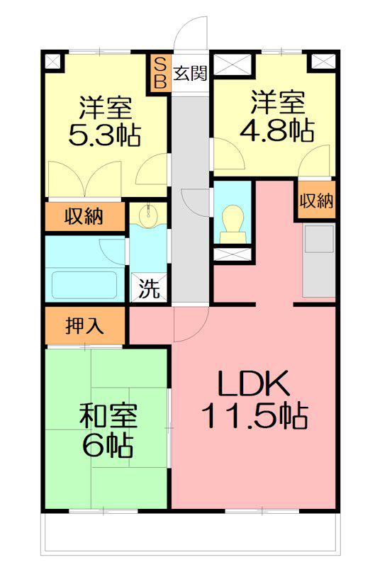 マイメゾン湘南二番館(3LDK/1階)の間取り写真