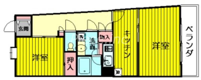 天神橋ハイム(2DK/2階)の間取り写真