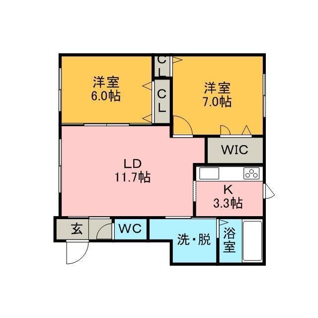 ティアラ栄町(2LDK/2階)の間取り写真