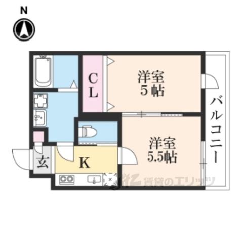 ベレーザ西陣Ⅰ(2K/1階)の間取り写真