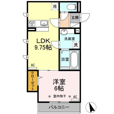 グリーンフォレスト府中(1LDK/2階)の間取り写真
