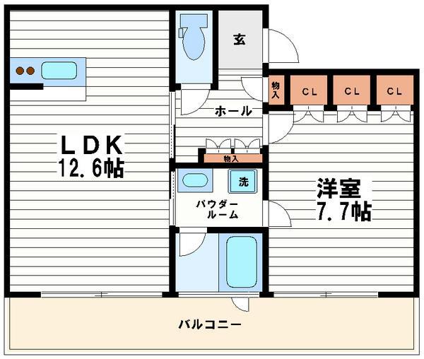 ビオール大阪大手前タワー(1LDK/35階)の間取り写真