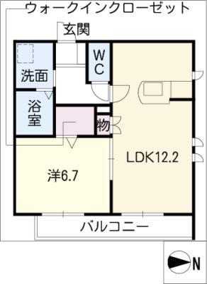 メゾン クレール(1LDK/2階)の間取り写真