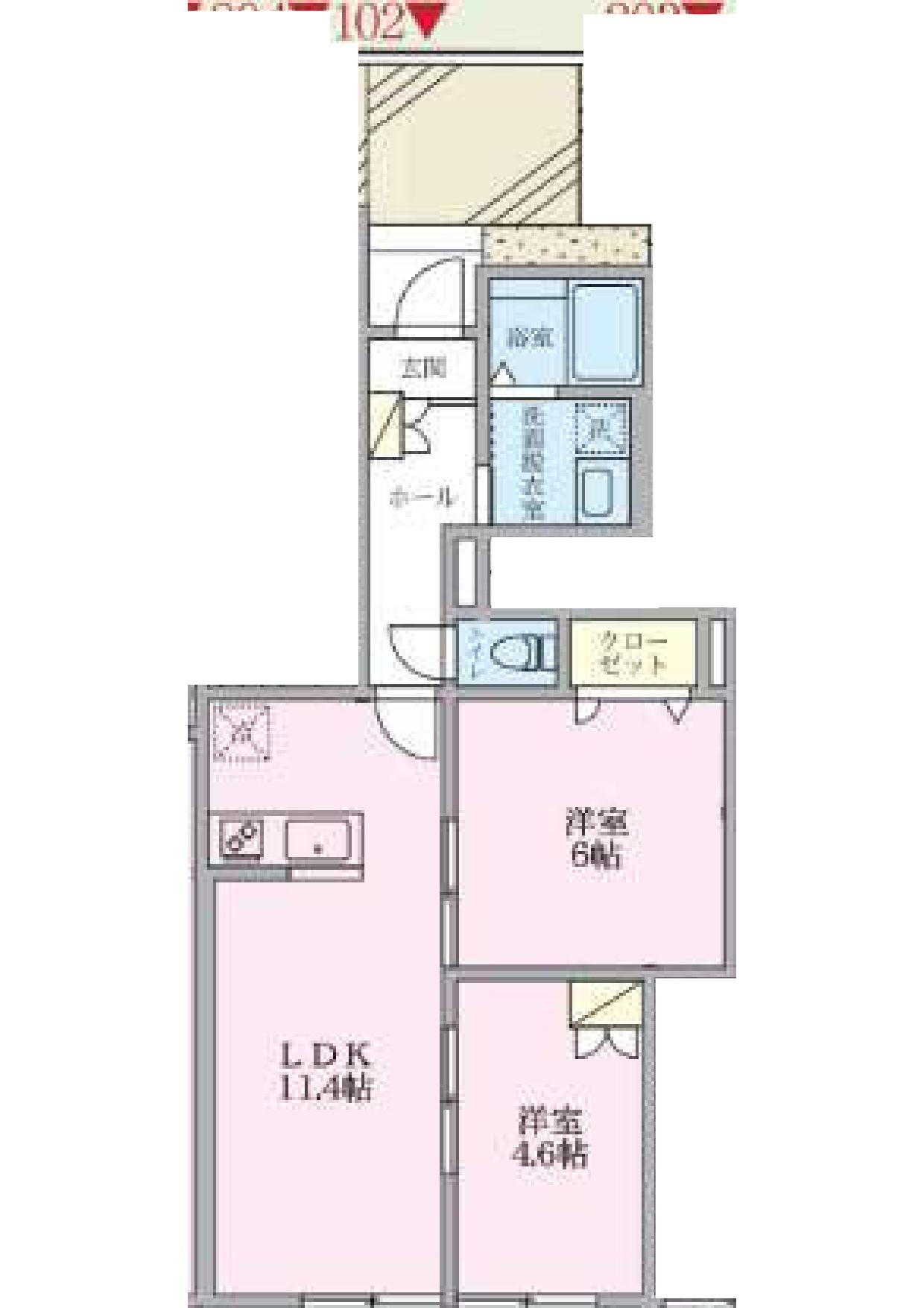 レコルト(2LDK/1階)の間取り写真