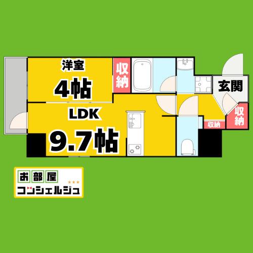 ブランシエスタ金山北(1LDK/14階)の間取り写真