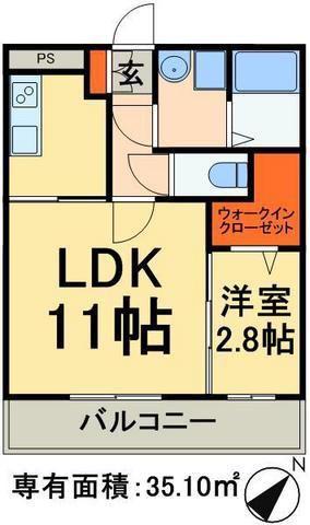 アドバンス(1LDK/2階)の間取り写真
