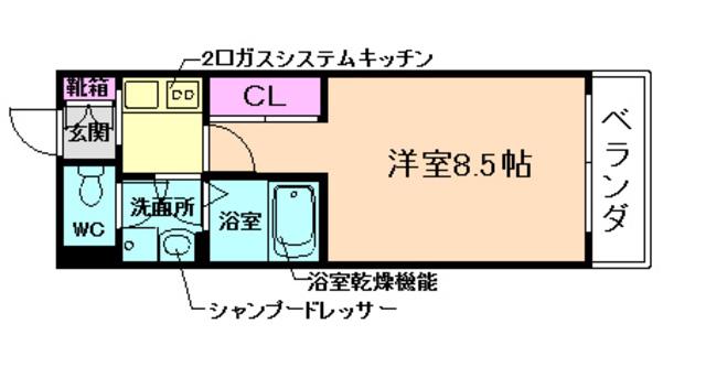 ISE-GRAND池田II(1K/4階)の間取り写真