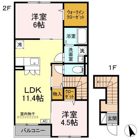 アルセード(2LDK/2階)の間取り写真
