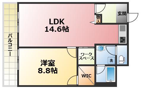 鳴尾小松C棟(1LDK/4階)の間取り写真