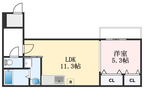 ポルボロン(1LDK/2階)の間取り写真